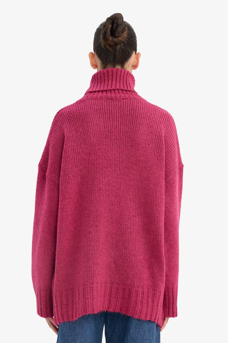 DeFacto Pink Woman Oversize Fit Turtleneck Tunic Casual - Image 4